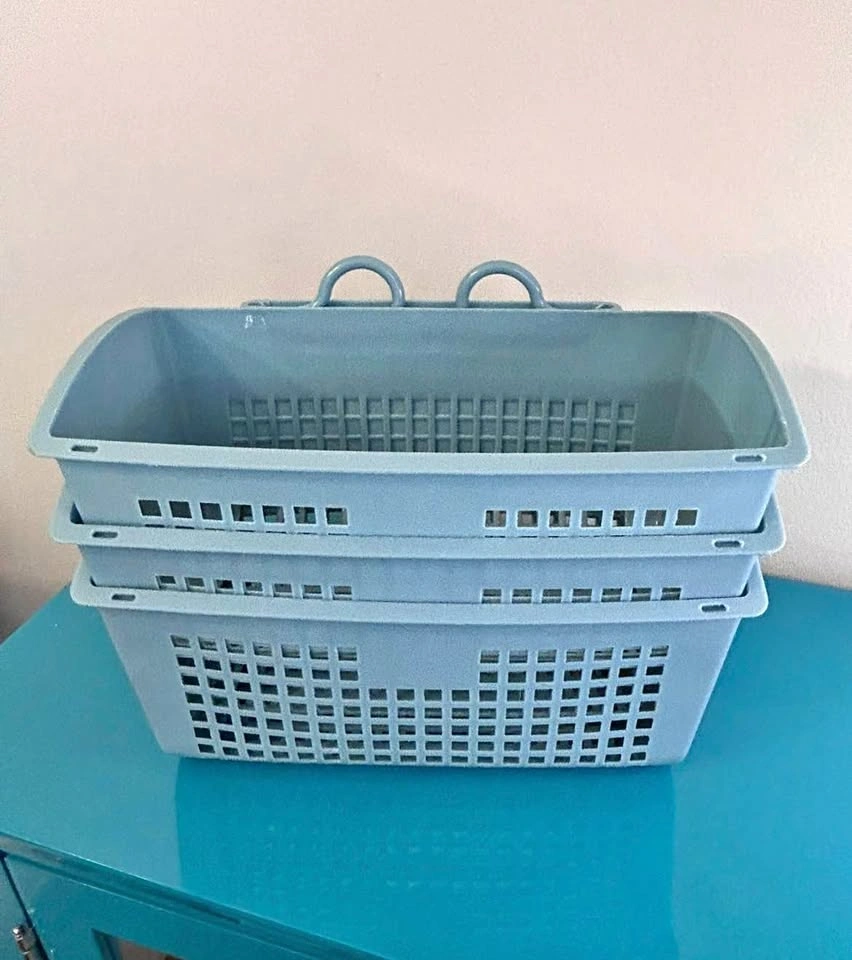 New Set of 3 Blue Plastic Hanging Storage Baskets
