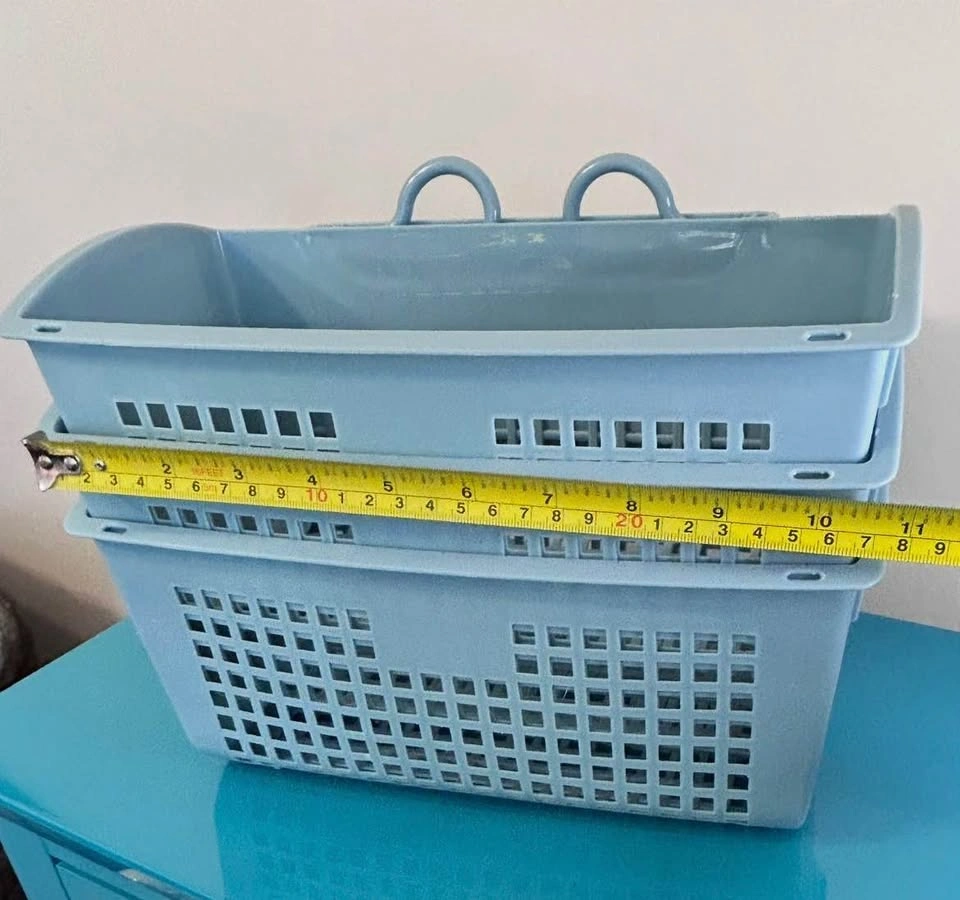 New Set of 3 Blue Plastic Hanging Storage Baskets - photo 2