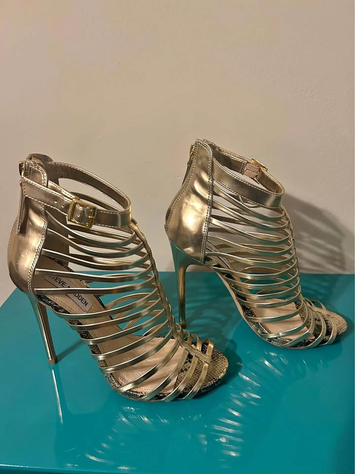 Steve Madden Gold Strappy Stiletto Heels