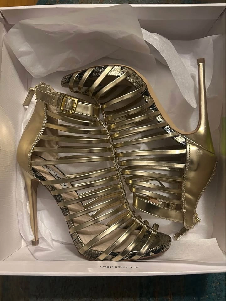 Steve Madden Gold Strappy Stiletto Heels - photo 2