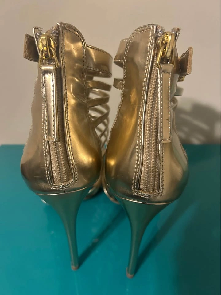 Steve Madden Gold Strappy Stiletto Heels - photo 3