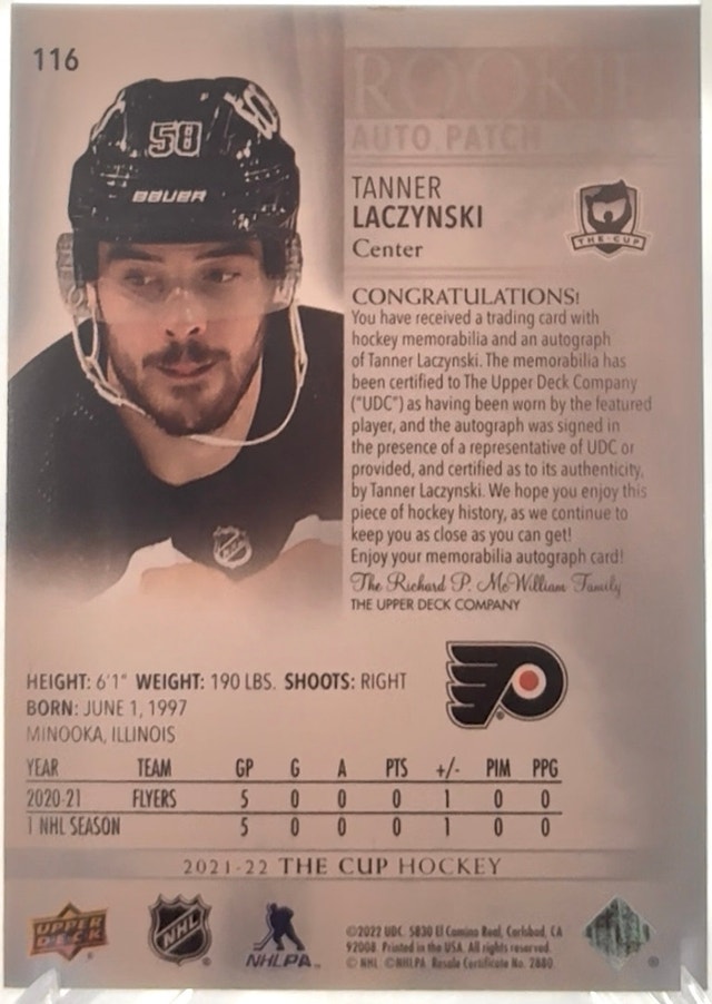 THE CUP - TANNER LACZYNSKI - RPA (176/249) 2021-22 - photo 2
