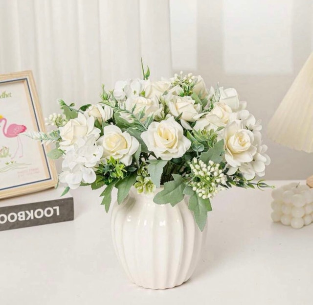 Artificial White Rose Bouquet