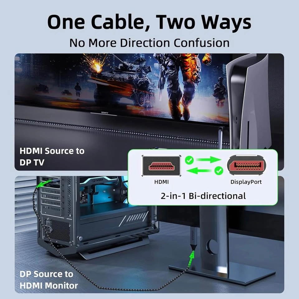 Bidirectional HDMI to DisplayPort Cable 4K - photo 2