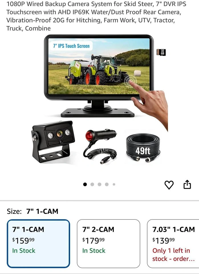 7" DVR IPS Touchscreen with Rear Camera for Vehicles