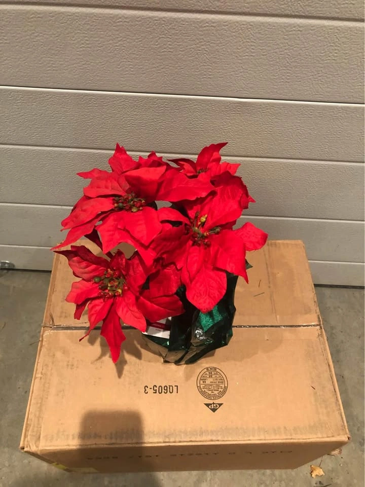 Potted Christmas Decor Artificial Poinsettia Flower plant - photo 2