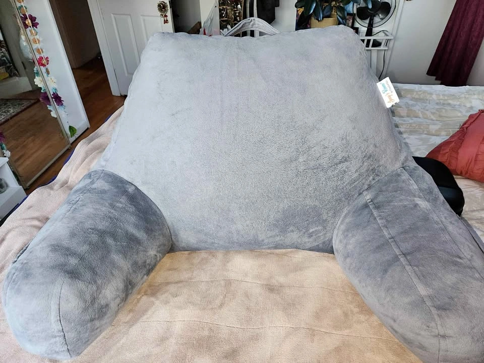 Gray Plush Bedrest pillow
