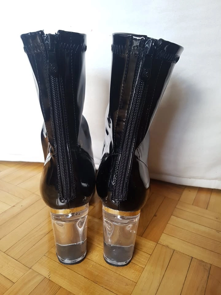 Public Desire Latex Sock Boots with Clear Heel - photo 3