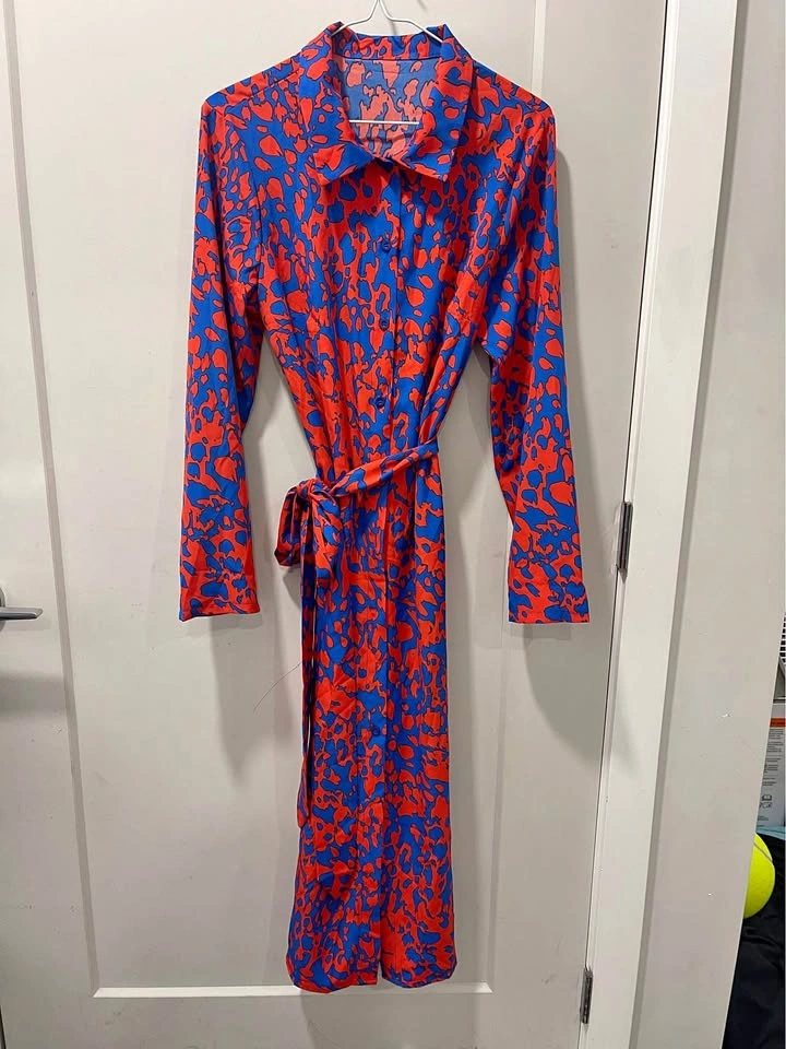 Bold Print Maxi Shirt Dress – Size M – $20 OBO