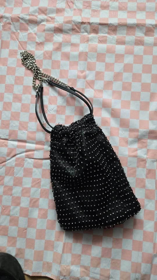 jeweled mesh and pleather sack bag - photo 2