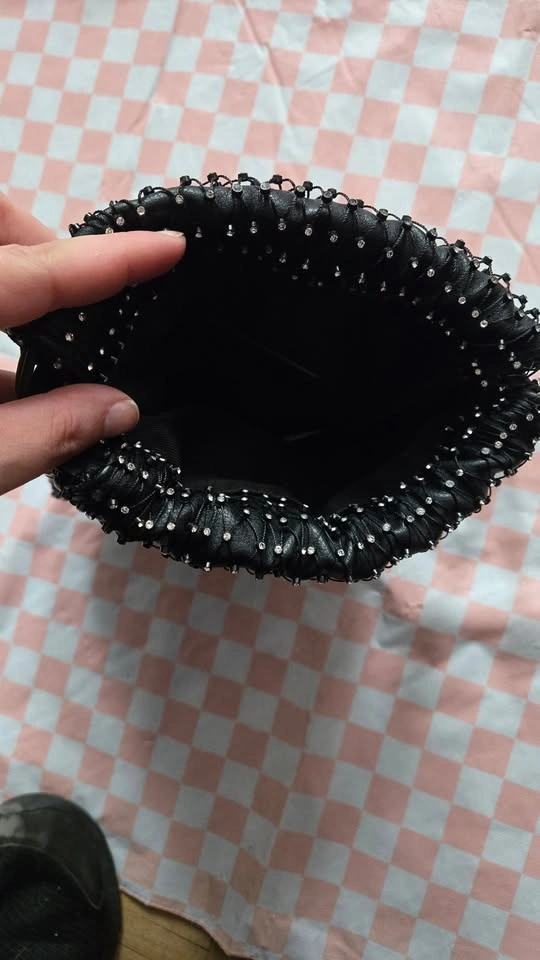 jeweled mesh and pleather sack bag - photo 4
