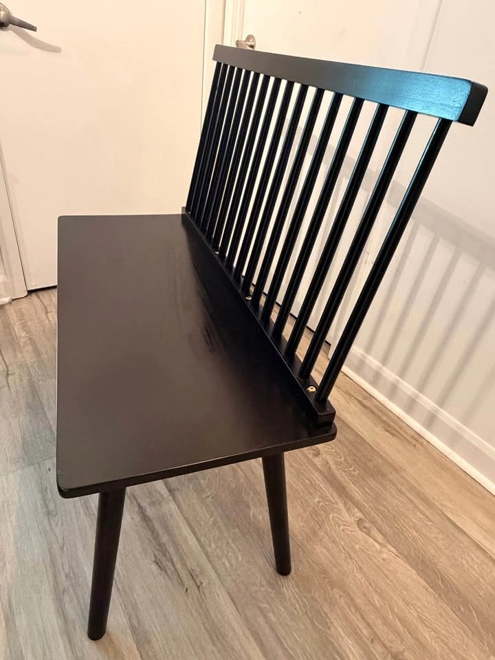 Solid Wooden Bench Black - photo 2