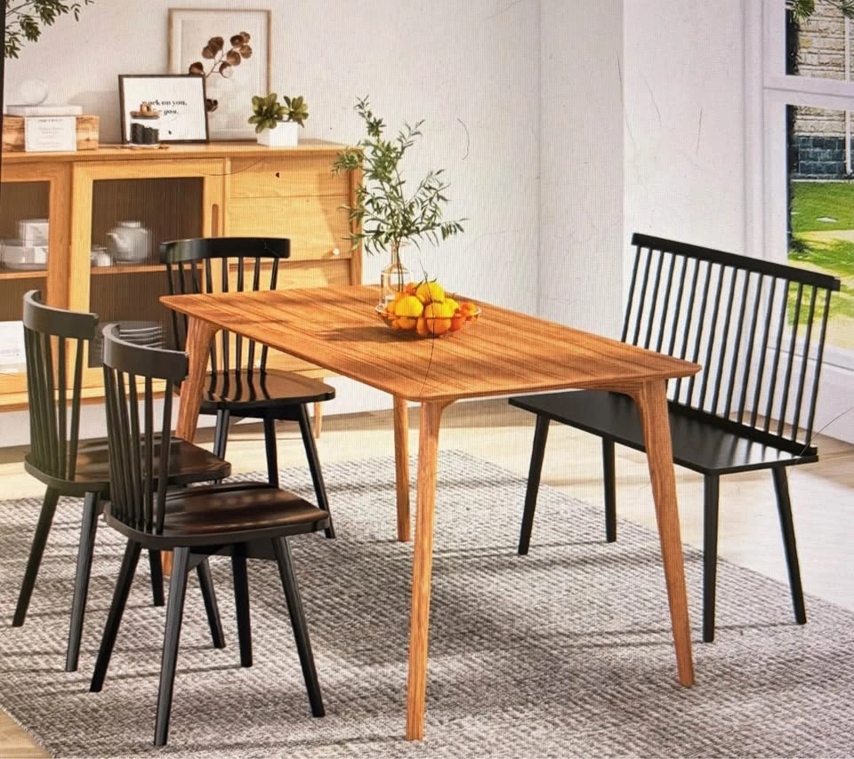 Solid Wooden Bench Black - photo 5