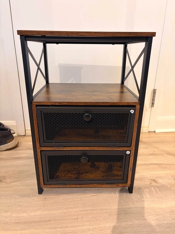 Nightstand set of 2, small bedside table with drawers - photo 3