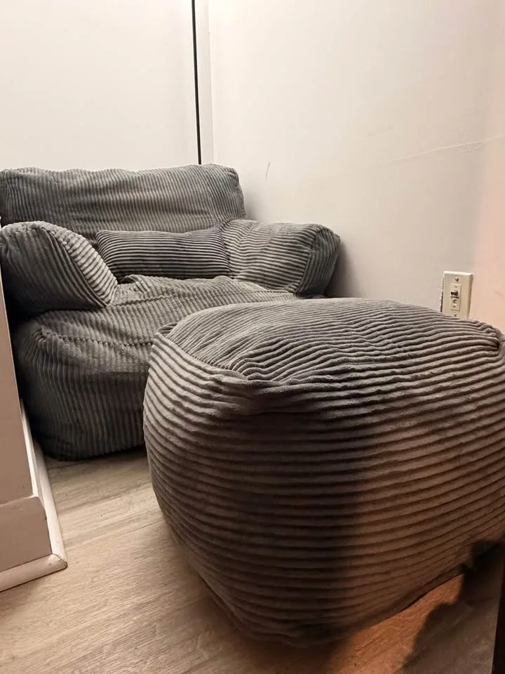 Comfy Giant Bean Bag Chair, Dark Grey - photo 3