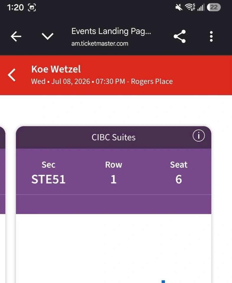 2 Koe Wetzel CIBC suites tickets