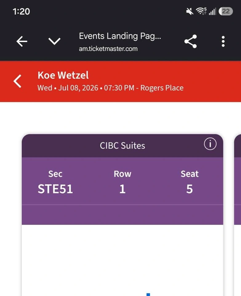 2 Koe Wetzel CIBC suites tickets - photo 2