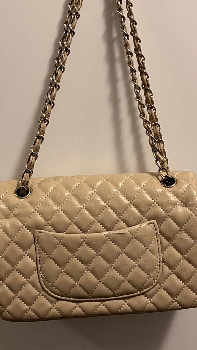 Beige Quilted Double Flap Shoulder Bag - With Full Packaging - photo 3