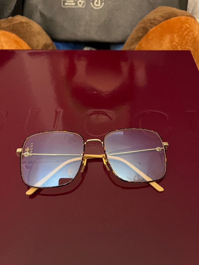 Gucci Gold Tortoise Square Eyeglasses GG0445O 56-17-140