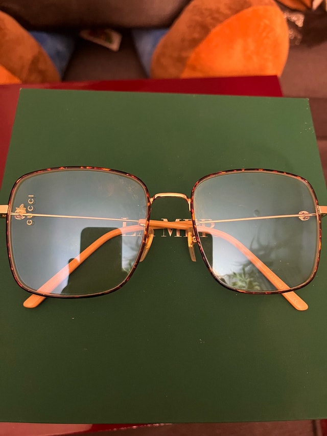 Gucci Gold Tortoise Square Eyeglasses GG0445O 56-17-140 - photo 5