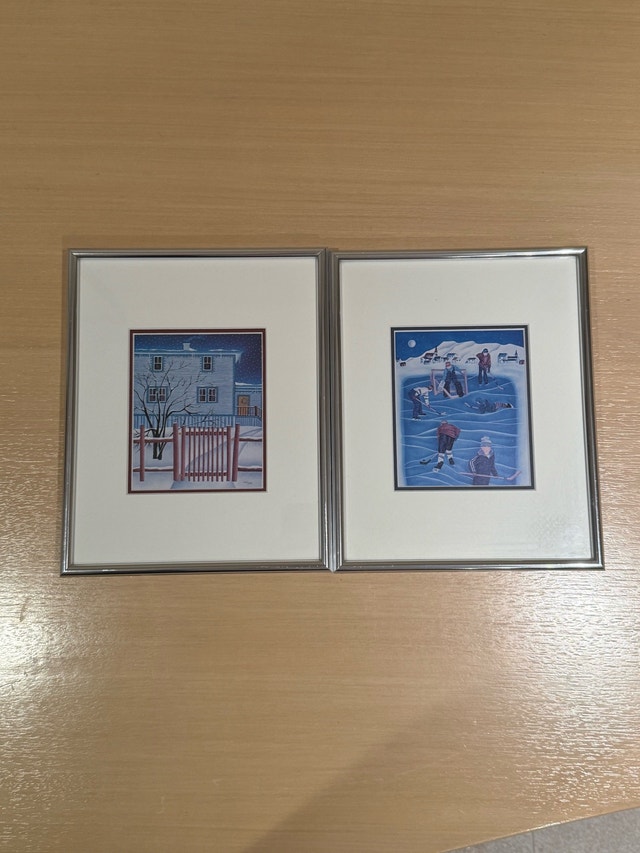 Set of 2 B. Loranger Winter Scene Framed Art Prints