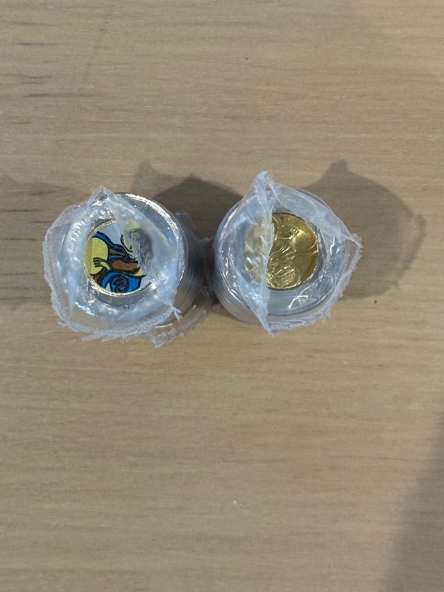 2x Toonie Dollar Coin Rolls Mixed Colour & Non-Coloured