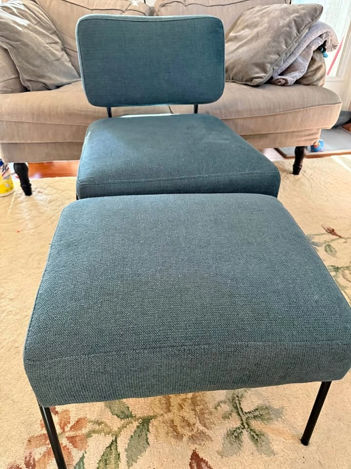 MCM style lounge chair and ottoman