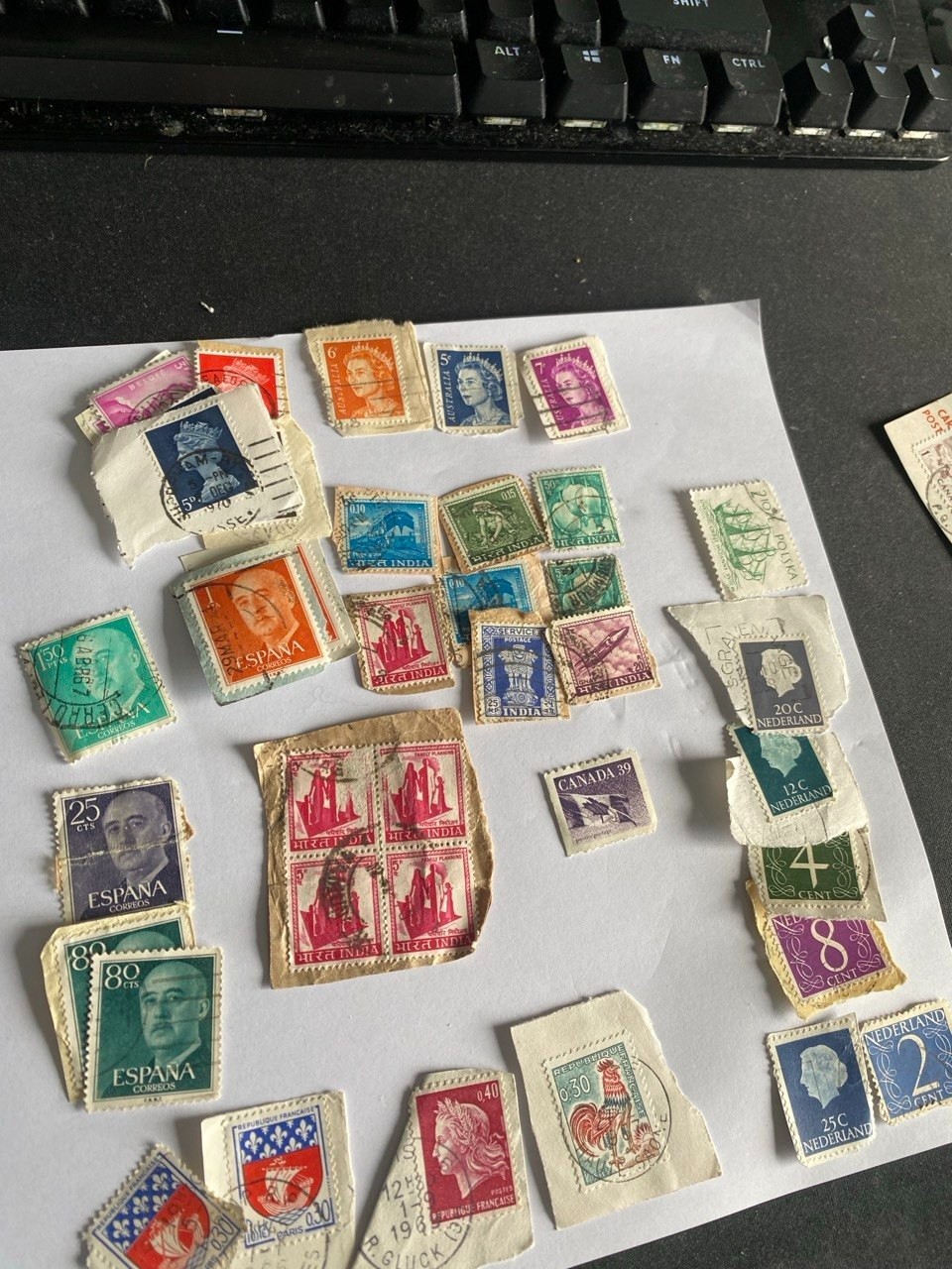 Vintage Used World Stamp Lot On Paper – Europe India USA Canada - photo 4
