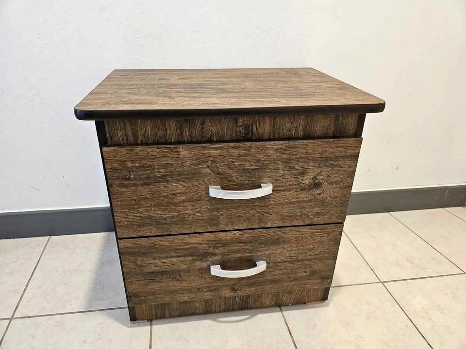 Rustic Wood 2-Drawer Nightstand / End Table