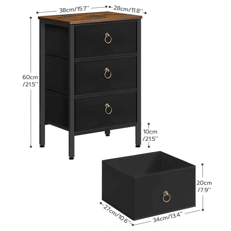 Modern Fabric & Wood 3-Drawer Nightstand / Dresser - photo 2