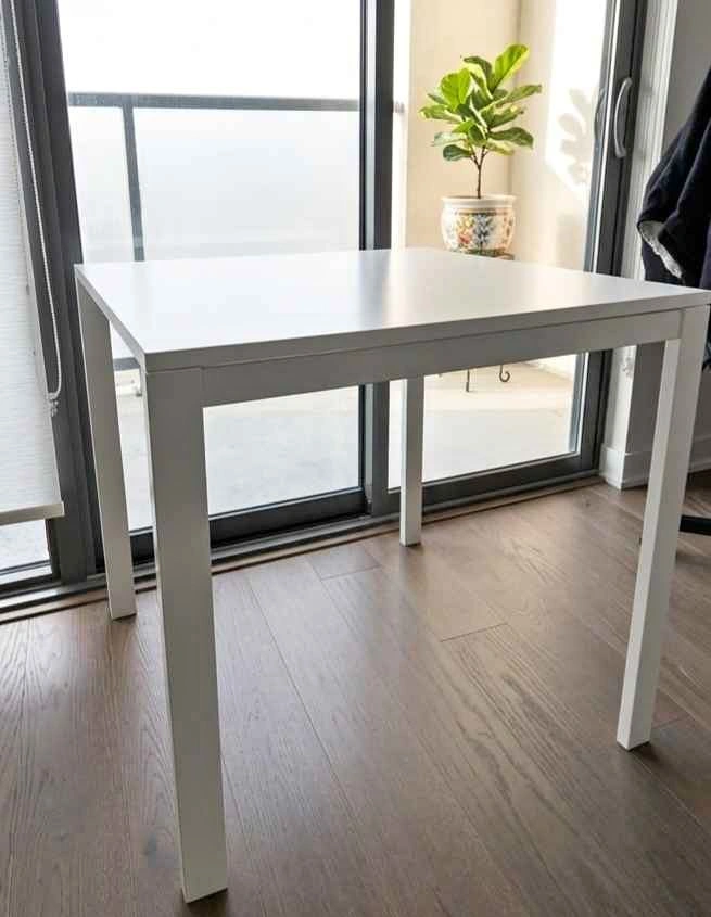 Modern White Square Dining Table / Desk - Excellent Condition