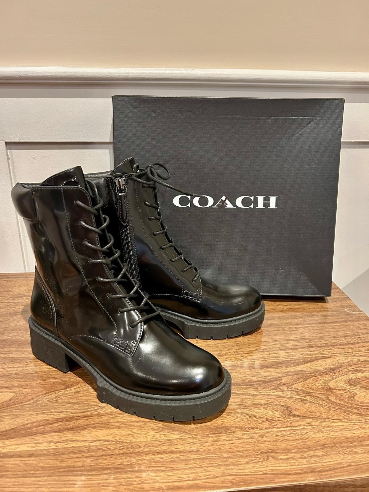 (NEW) Coach Leighton Black Leather Bootie (Size 7)