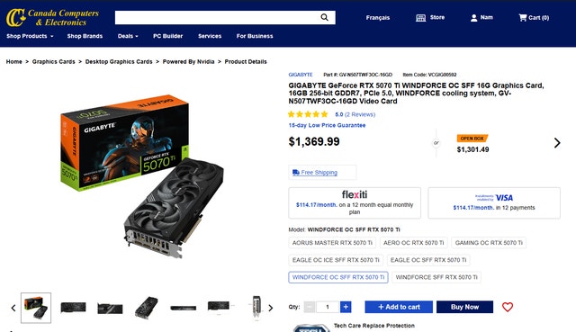 GIGABYTE GeForce RTX 5070 Ti WINDFORCE OC SFF 16G - photo 2
