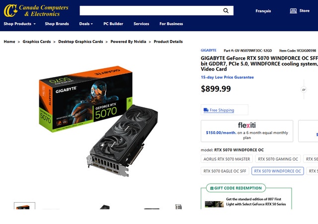 Gigabyte RTX 5070 WINDFORCE OC SFF 12G Graphic card - photo 3