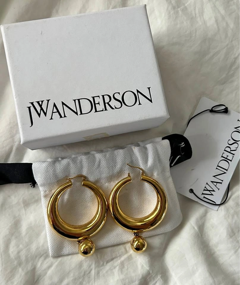 JW ANDERSON Gold hoop and ball earrings