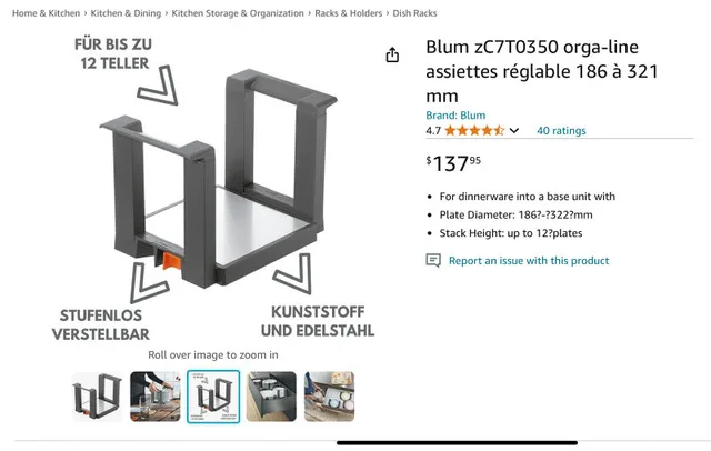 Blum plate holder - orga-line range adjustable thumbnail