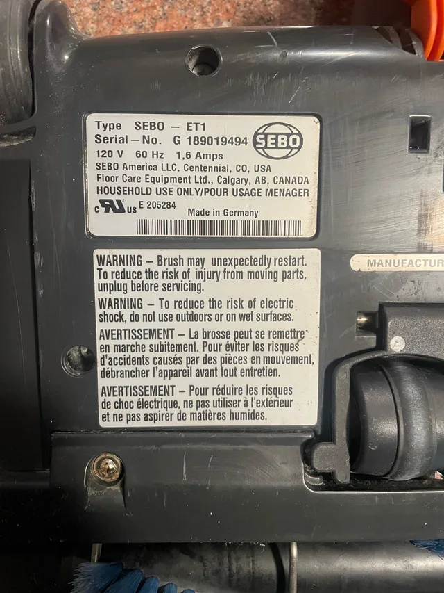 Sebo ET-1 vacuum cleaner power head image indicator(4)