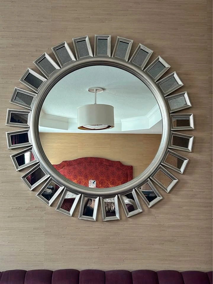Ethan Allen 41” Sunburst Wall Mirror –  Solid Statement Piece