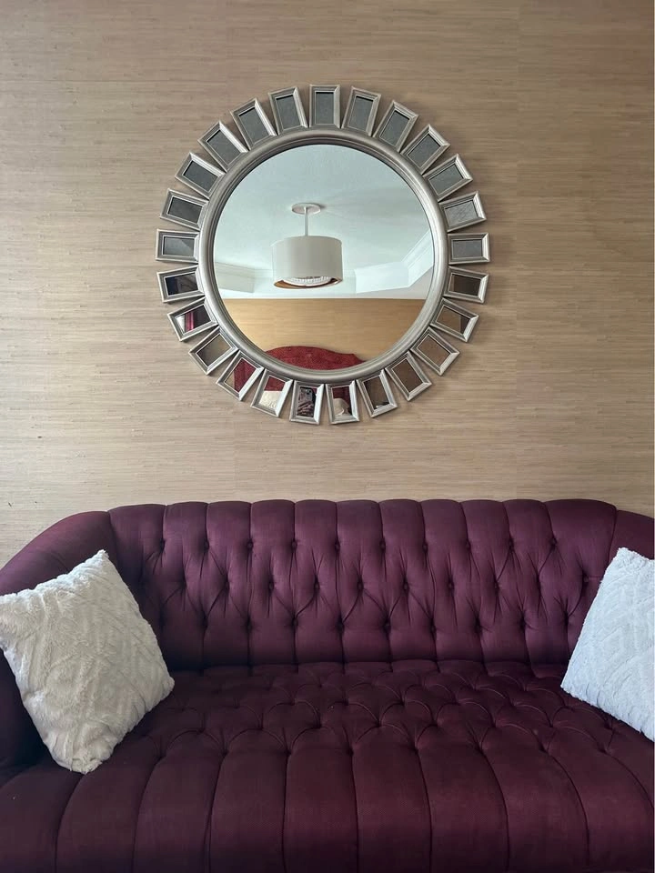 Ethan Allen 41” Sunburst Wall Mirror –  Solid Statement Piece - photo 2
