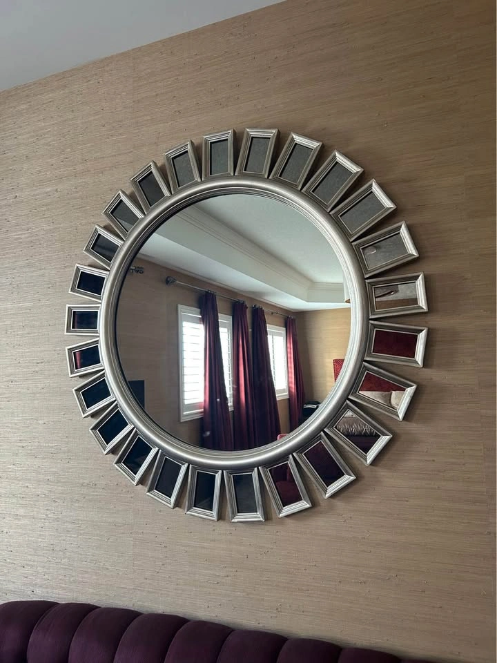 Ethan Allen 41” Sunburst Wall Mirror –  Solid Statement Piece - photo 5
