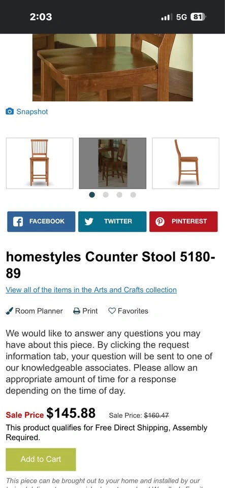homestyles Counter Stool bar seat 5180-89 - photo 3