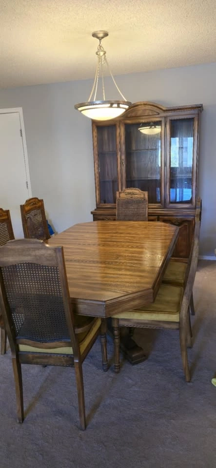 Vintage Solid Oak Dining Set with Cabinet
