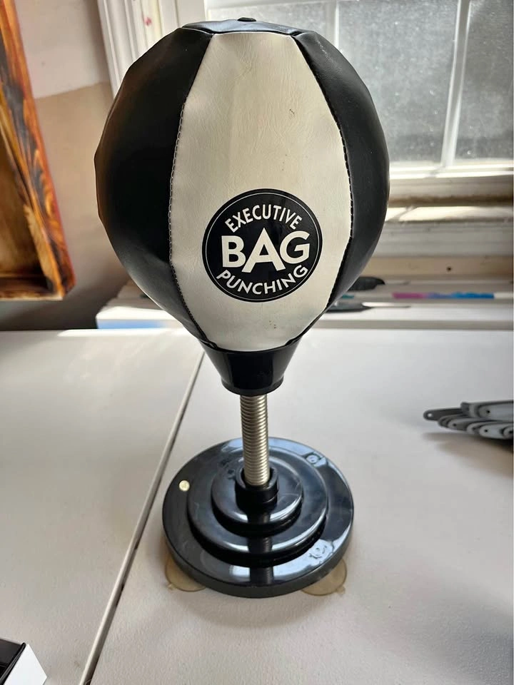 Executive mini punching bag for desk stress reliever