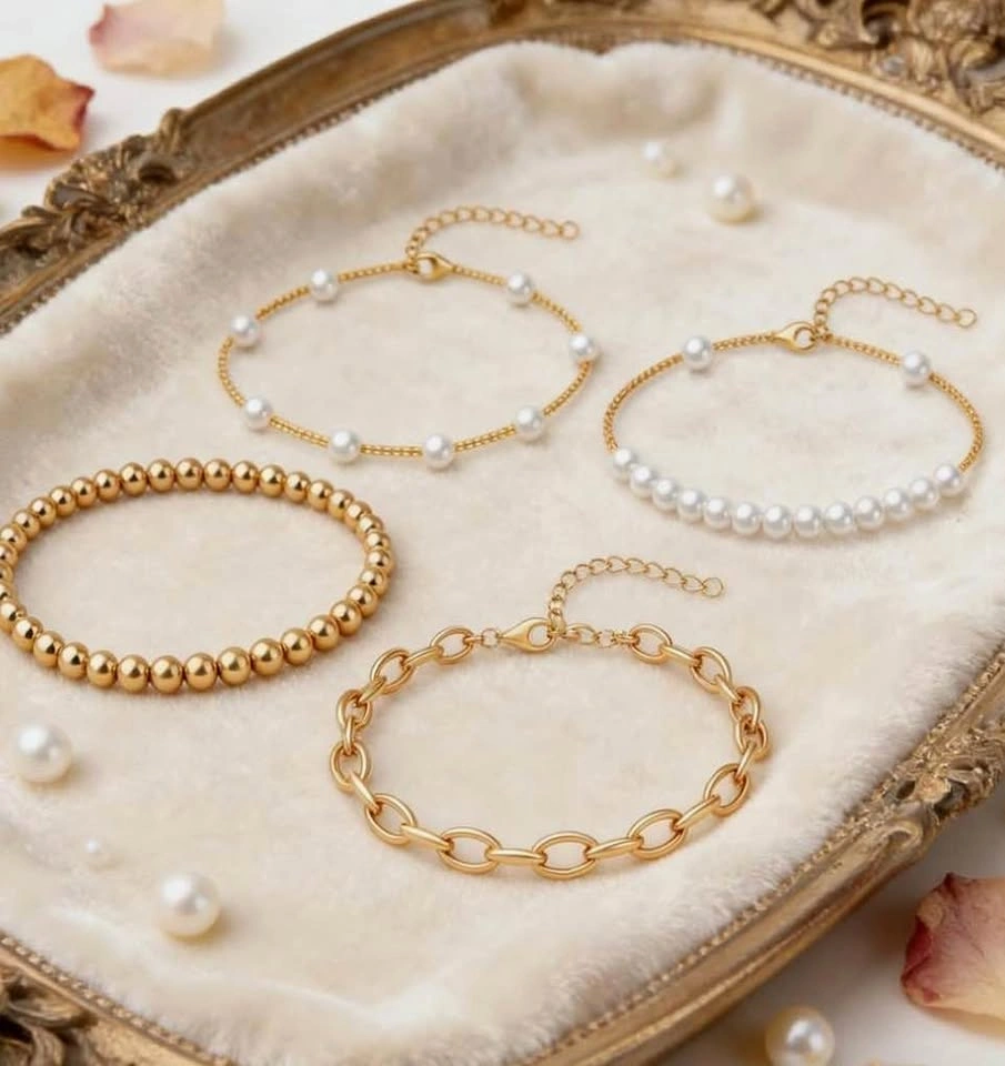 ✨ Luxe Layered Gold Bracelet Set — $20 (4‑Piece Stack)