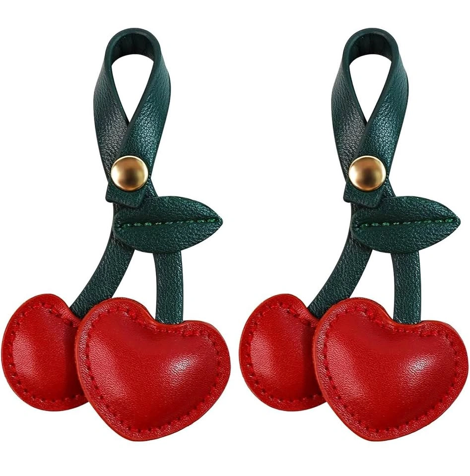 🍒 Whimsical Faux Leather Cherry Bag Charm – $5
