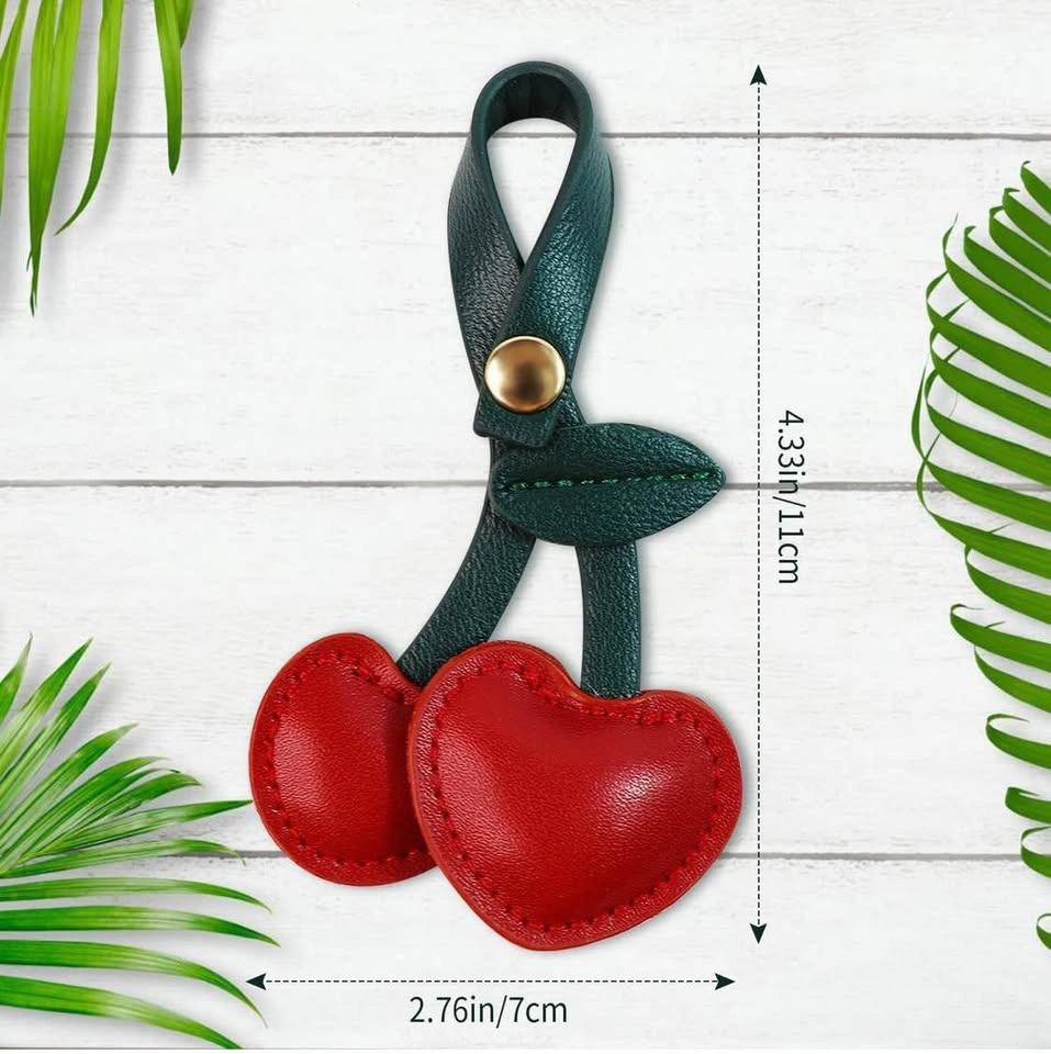 🍒 Whimsical Faux Leather Cherry Bag Charm – $5 - photo 4