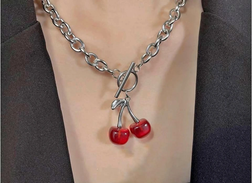 Cherry Charm Earring & Necklace Set — $8