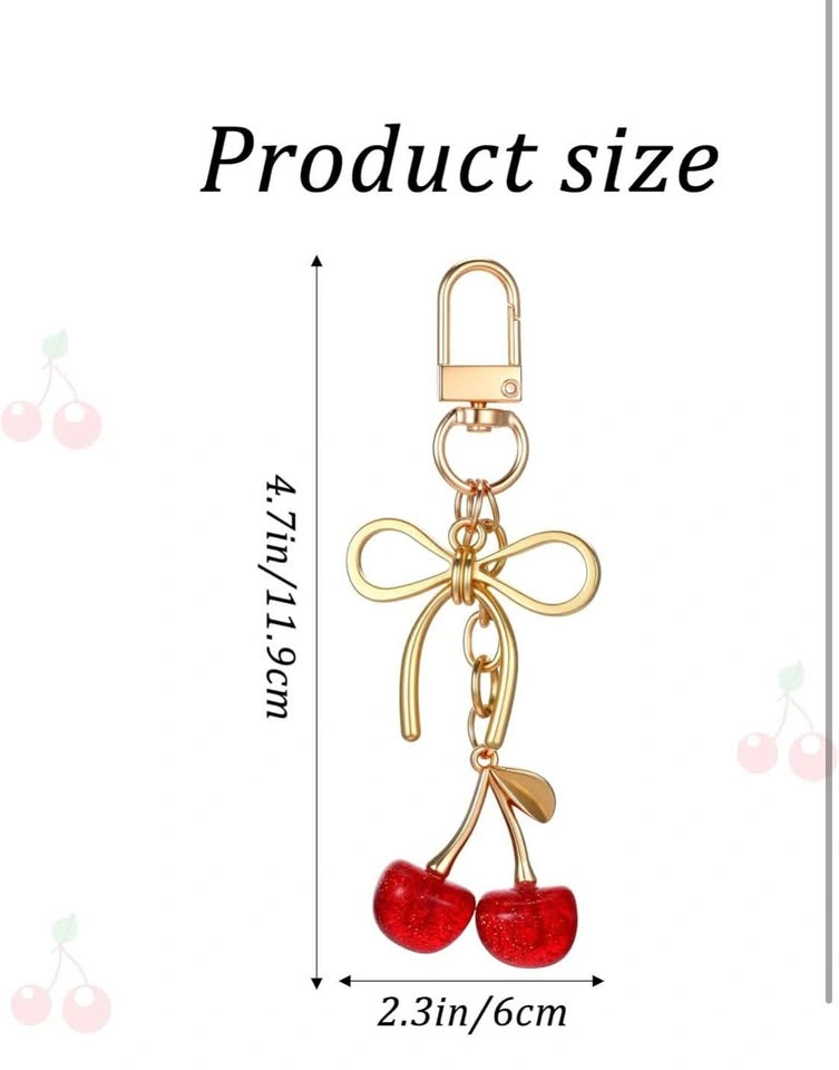 🍒 Cherry Blossom Bow Keychain — Gold‑Tone Edition - photo 3