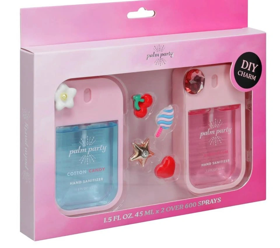 Palm Party 2-Pack Sanitizer Set w/ Charms — Cotton Candy & Bubbl