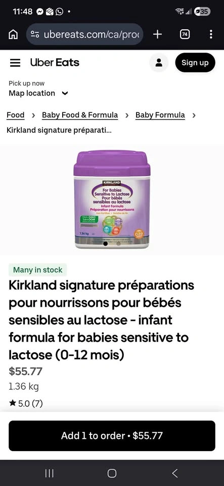 Kirkland Signature Infant Formula Sensitive to Lactose 0-12 Mont